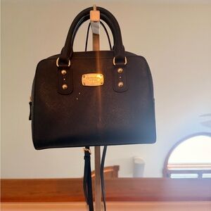 Michael Kors Dark Satchel with Gold Details